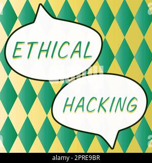 Konzeptüberschrift Ethical Hacking, Geschäftsübersicht ein legaler Versuch, ein Netzwerk für Penetrationstests zu knacken Stockfoto