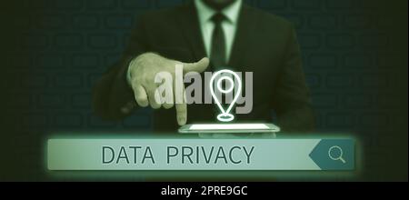 Handgeschriebenes Schild Datenschutz, Business Showcase Internetsicherheit und digitaler Schutz der Website oder Landing Homepage Stockfoto