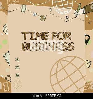 Textüberschrift mit der Darstellung von „Time for Business“ und „Word for Fulfill“ für Transaktionen innerhalb des dem Kunden zugesagten Zeitraums Stockfoto