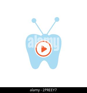 Dental-tv-Vektor-Logo-Design-Vorlage. Zahn- und TV-Ikone. Stock Vektor