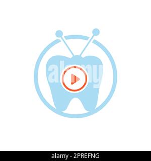 Dental-tv-Vektor-Logo-Design-Vorlage. Zahn- und TV-Ikone. Stock Vektor