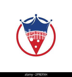 Vorlage für das Vektor-Logo von Pizza King. Kronen- und Pizzastücke-Design. Stock Vektor