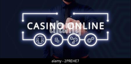 Handschrift Text Casino Online, Konzept Bedeutung Computer Poker Spiel Gamble Royal Bet Lotto High Stakes Stockfoto
