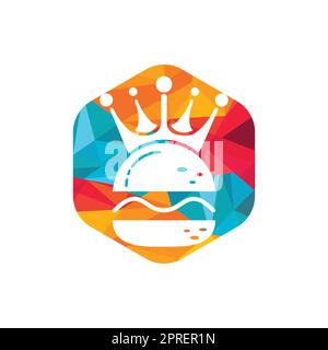 Burger King Vektor-Logo-Design. Burger mit Crown Icon-Logo. Stock Vektor