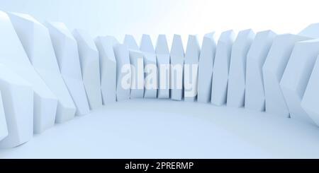 Abstrakter weißer Hintergrund mit weißer kubischer Wand 3D-Darstellung Stockfoto
