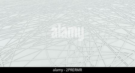 Abstrakter weißer Hintergrund mit geometrischen Formen und Linien 3D-Darstellung Stockfoto