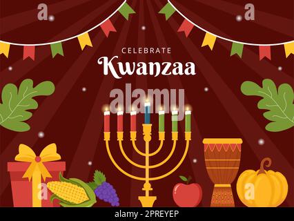 Happy Kwanzaa Holiday African Hintergrund Vorlage Hand Gezeichnet Cartoon Flache Illustration Stockfoto