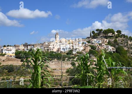 Hausfassaden, Stadtlandschaften, Polop de la Marina, Provinz Alicante, Costa Blanca, Spanien, Stockfoto