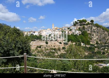 Hausfassaden, Stadtlandschaften, Polop de la Marina, Provinz Alicante, Costa Blanca, Spanien, Stockfoto