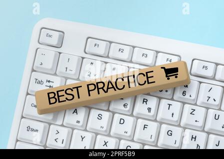 Textunterschrift mit Best Practice. Unternehmensübersicht Methode systematische Touchstone-Richtlinien Framework Ethic -48569 Stockfoto