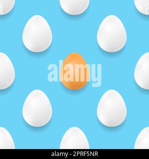 Gruppe von Eiern Seamless Pattern, isoliert auf weißem Hintergrund. Stockfoto