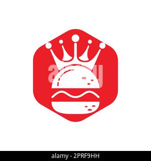 Burger King Vektor-Logo-Design. Burger mit Crown Icon-Logo. Stock Vektor