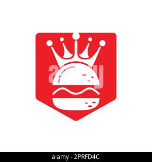 Burger King Vektor-Logo-Design. Burger mit Crown Icon-Logo. Stock Vektor