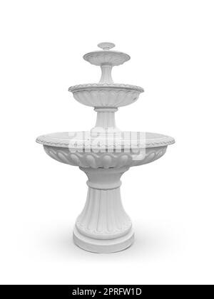 Altmodischer Innenhofbrunnen isoliert auf weiß mit Clipping Path Stockfoto