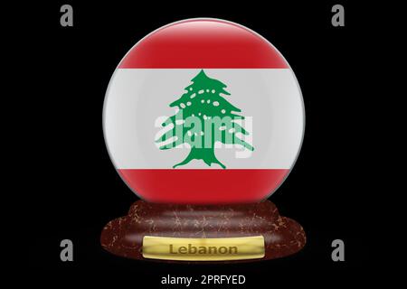 3D Flagge des Libanon auf einem Globus Stockfoto
