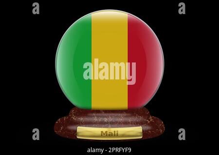 3D Flagge von Mali auf einem Globus Stockfoto