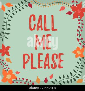 Schreiben Text anzeigen Call Me Please, Geschäftsidee Bitte um Kommunikation per Telefon zu sprechen über etwas Frau halten Stift und Placard Adve Stockfoto