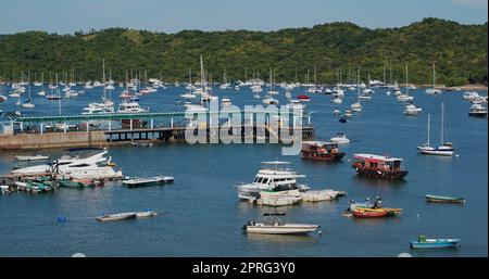 Sai Kung, Hongkong, 16. Juli 2020: Seeküste im Yachtclub Stockfoto