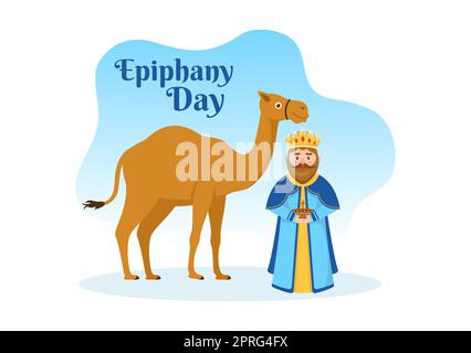 Happy Epiphany Day Template handgezeichnete Cartoon Flat Illustration christliches Fest zum Glauben an die Göttlichkeit Jesu seit seinem Erscheinen in der Welt Stockfoto