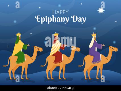 Happy Epiphany Day Template handgezeichnete Cartoon Flat Illustration christliches Fest zum Glauben an die Göttlichkeit Jesu seit seinem Erscheinen in der Welt Stockfoto