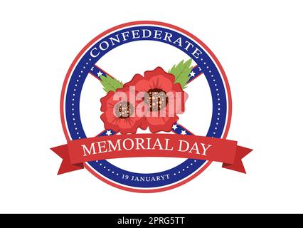 Konföderierte Memorial Day Vorlage Handgezeichnete Cartoon flache Illustration für Gedenken Soldaten der USA mit Flag Design Stockfoto