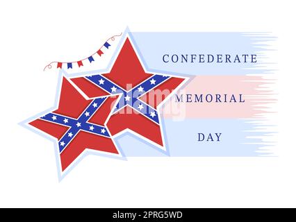 Konföderierte Memorial Day Vorlage Handgezeichnete Cartoon flache Illustration für Gedenken Soldaten der USA mit Flag Design Stockfoto