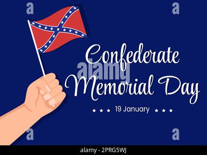 Konföderierte Memorial Day Vorlage Handgezeichnete Cartoon flache Illustration für Gedenken Soldaten der USA mit Flag Design Stockfoto