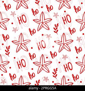 ho ho Weihnachts-Geschenkpapier, nahtloses rotes Weihnachtsmuster Stockfoto