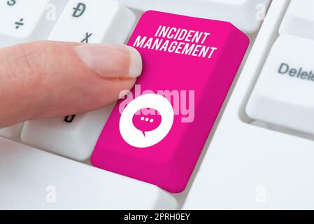 Textunterschrift zur Präsentation von Incident Management, Business Idea vorhandene Produkte Services kommen in New Lebewesen Stockfoto