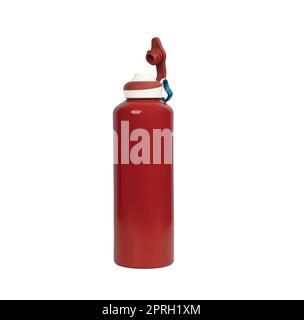 Eine rote Aluminiumflasche auf transparentem Hintergrund Stockfoto