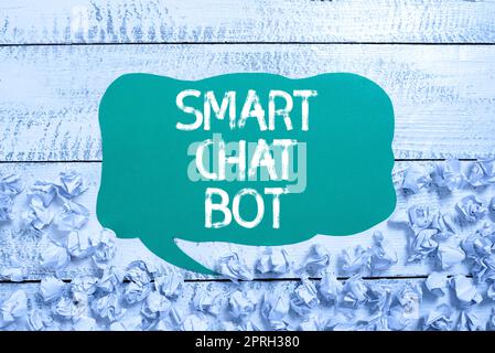 Konzeptionelle Darstellung Smart Chat bot. Business-Showcase künstliche Intelligenz, die mit Maschinenrobotern chattet Stockfoto