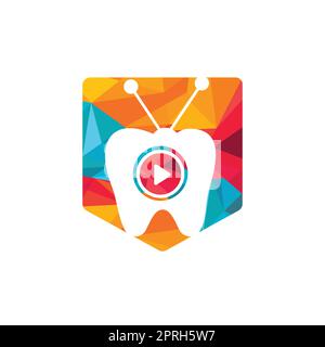 Dental-tv-Vektor-Logo-Design-Vorlage. Zahn- und TV-Ikone. Stock Vektor