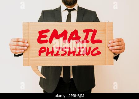 Hand schreiben Zeichen E-Mail PhishingesE-Mails, die Links zu Websites, die Malware verteilen können, Business Schaufenster E-Mails, die Links zu Websites, die dist Stockfoto