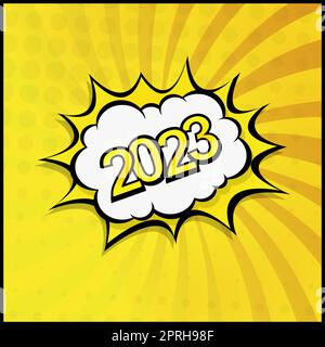 Bunte Web-Vorlage Comic Zoom Neujahr 2023 - Vektor-Illustration Stockfoto