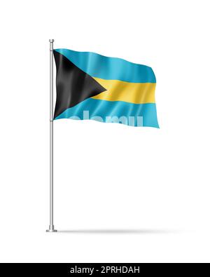 Bahamas-Flagge, Abbildung 3D, isoliert auf Weiß Stockfoto