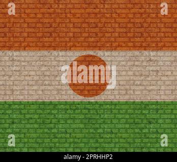 3D Flagge des Nigers an der Ziegelwand Stockfoto