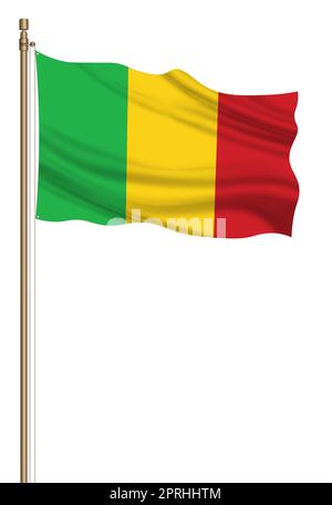 3D Flagge Malis auf einer Säule Stockfoto