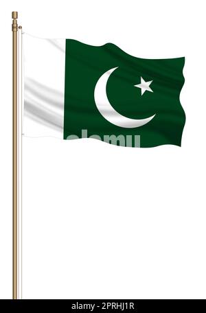 3D Flagge Pakistans auf einer Säule Stockfoto