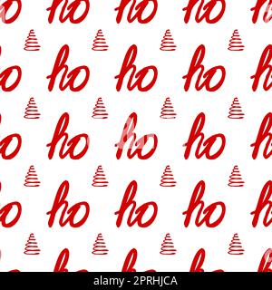ho ho Weihnachts-Geschenkpapier, nahtloses rotes Weihnachtsmuster Stockfoto