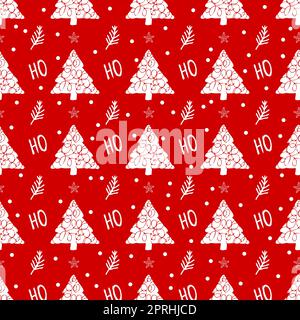 ho ho Weihnachts-Geschenkpapier, nahtloses rotes Weihnachtsmuster Stockfoto