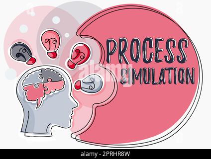 Konzeptionelle Anzeige Prozess SimulationTechnische Darstellung Fabrikationsstudie eines Systems. Geschäftskonzept Technische Darstellung Fabrikationsstudie eines Systems Stockfoto