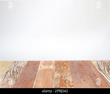 Alte Holzdiele mit Beton Wand Textur Hintergrund Stockfoto