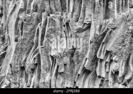 Struktur der Vulkansteine in den Alcantara-Schluchten, Sizilien, Italien Stockfoto