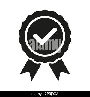Schwarzes Vektorsymbol auf weißem Hintergrund zertifizieren Stock Vektor