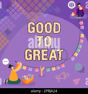 Schild zeigt gut bis groß an. Konzeptfoto alles wird viel besser Erfolg in Projekten zu erzielen Stockfoto