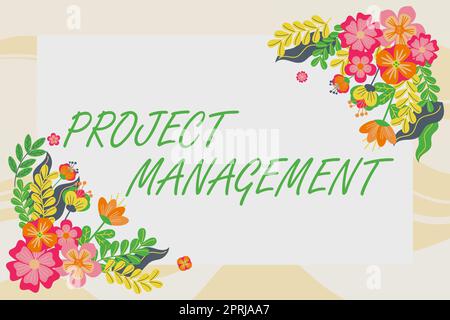 Textüberschrift, in der die Prozessfähigkeiten der Project Management Application zum Erreichen von Zielen und Zielen dargestellt werden. Word für Fähigkeiten im Antragsverfahren, um Ziele und Ziele zu erreichen Stockfoto