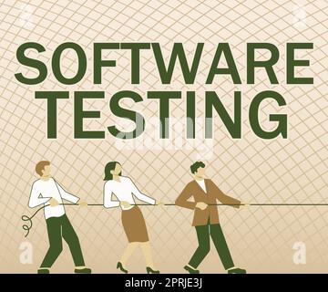 Konzepttitel Software TestingInvestigation liefert Informationen über die Qualität der Software. Die Untersuchung von Geschäftsbeispielen liefert Informationen über die Qualität der IT Stockfoto