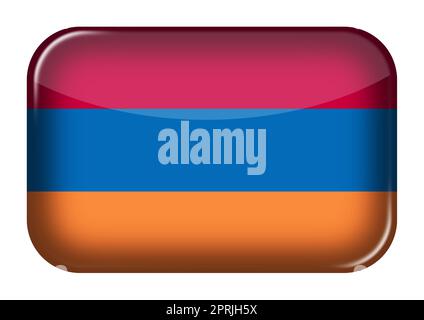 Eine rechteckige Schaltfläche mit einem Armenia-Websymbol und einer Darstellung des Beschneidungspfades 3D Stockfoto
