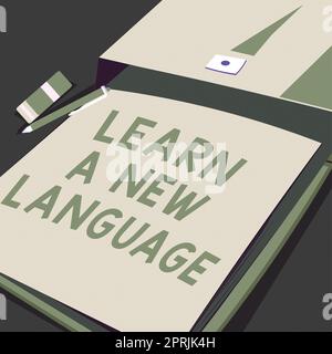 Schreiben Text anzeigen Lernen Sie Eine neue Sprache, Business Concept Lernen Sie andere Wörter als die Muttersprache Stockfoto