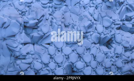 Abstrakte Hintergrundstruktur blaue Kunststoffpartikel 3D Abbildung Stockfoto